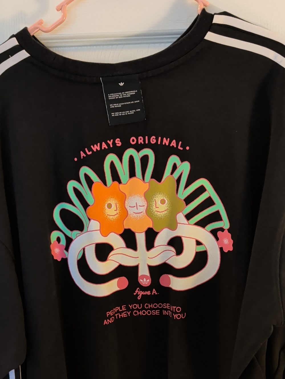 adidas Black Pullover  Sweatshirt dress with Orange Pink and Green Graphic
